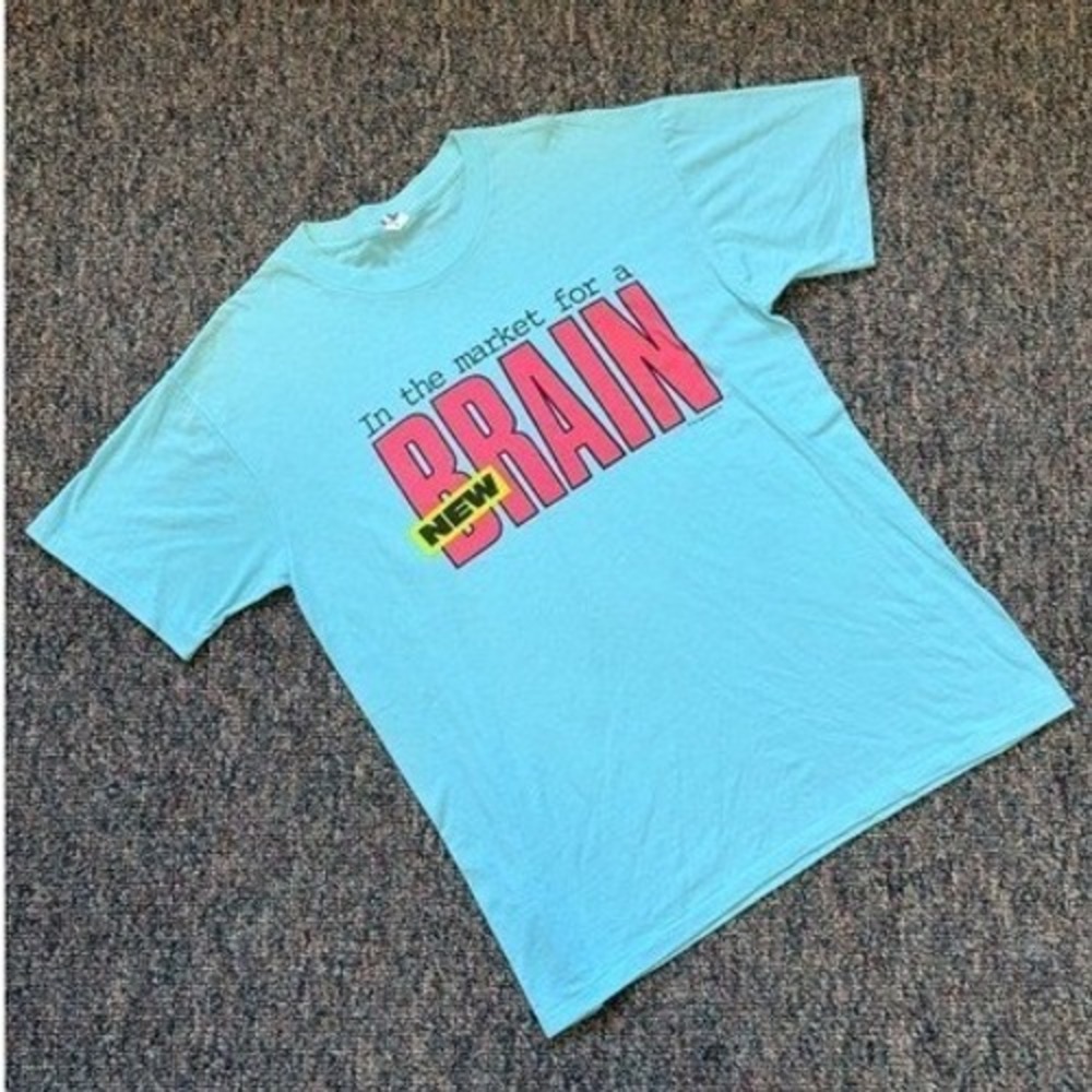 Vtg Sun Sportswear Mens XL Aqua Graphic T Shirt In‎ The Market For A NEW BRAIN